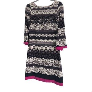 Eliza J Dress Lace Print Dress with Pink Trim Size 6